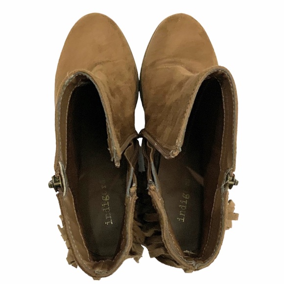 Indigo Rd Boots Fringe Ankle Western Boho Booties Womens Suede Light Brown 7.5 M - Picture 8 of 15